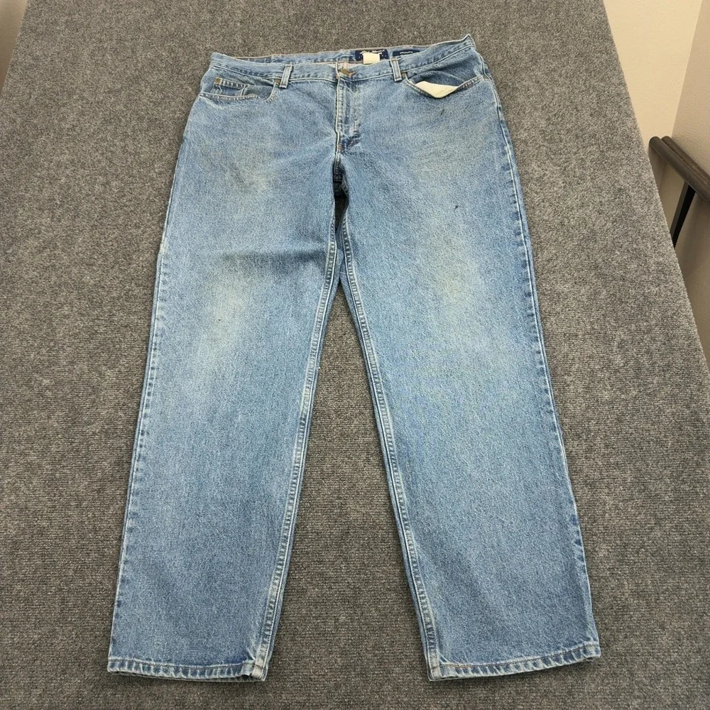 Eddie Bauer Jeans Mens 42x32 Blue Cotton Relaxed Fit Denim Outdoor Casual Style
